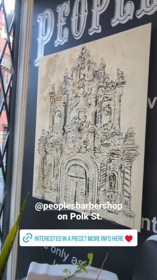 Interested in any of the art at our Polk Street location? 🎨 Contact the artist @alvar.jacomet. #peoplesbarbershop #art